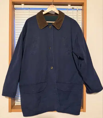 [ 빈티지 레어 ] 네이비 코듀로이 카라 부착 코트