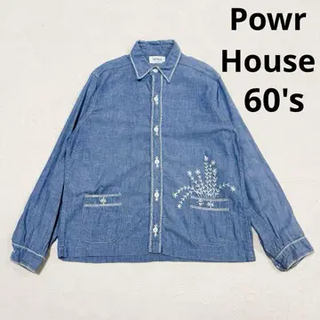 컨디션 최상 파워하우스 몽고메리 워드 자수 스티치 샴브레이 셔츠