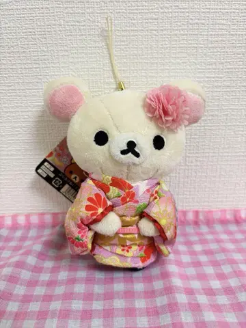 코리락쿠마 봉제 인형 기모노 와후쿠 핑크