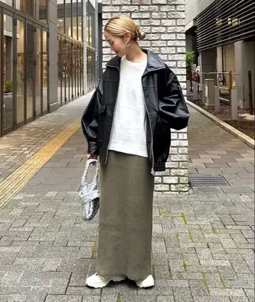 리브 니트 스커트