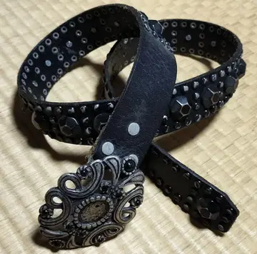 디아블로 스터드 장식 블랙 가죽 벨트 DIablo