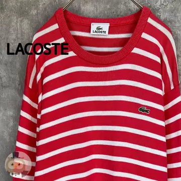 [ 상태 ] LACOSTE 얇은 소재 코튼 니트 스웨터 보더 구제 의류