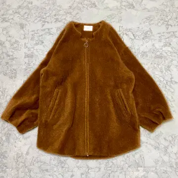 하레 HARE 노카라 코트 재기 코트 브라운