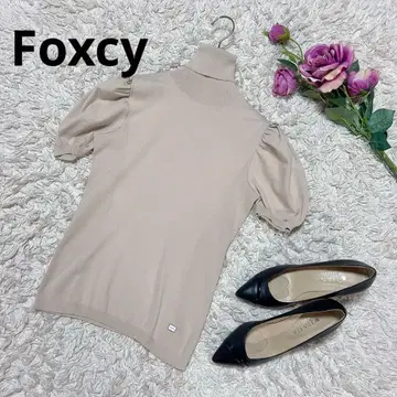 Foxcy 반팔 니트 베이지 하이넥 M