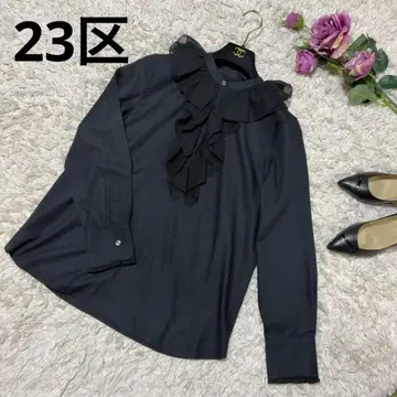 23구 블랙 블라우스 긴팔 M 프릴
