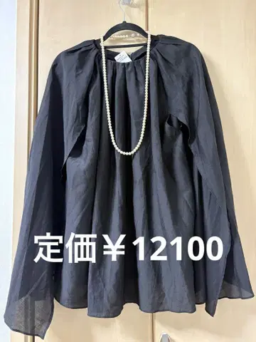 [ 새상품 ] 개더 블라우스 블랙