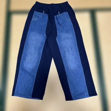 니코앤드 데님 패치워크 팬츠 L 택 없음 네이비