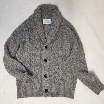 EDIFICE 양모 100% 케이블 숄 가디건 그레이 46