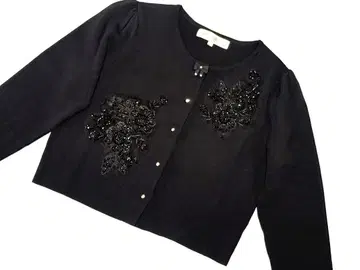 슈퍼 뷰티 비쥬 장식 가디건 블랙 42 XL