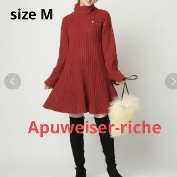 [ Apuweiser-riche ] 리브 플레어 니트 미니 원피스 M
