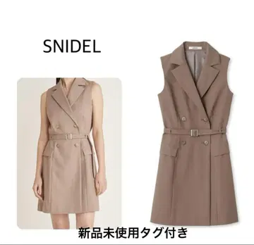 미사용 택 포함 SNIDEL 슬리브리스 자켓 미니 원피스 모카 0