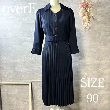 overE 오버이 셔츠 플리츠 원피스 네이비 벨트 90 사이즈