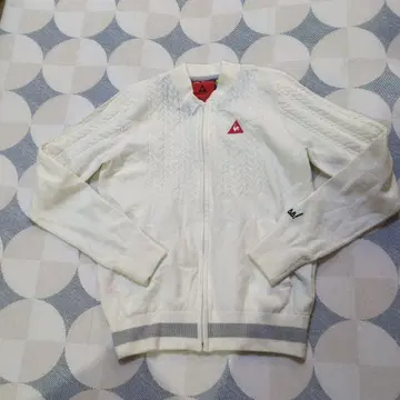 르꼬끄 골프 화이트 케이블 니트 집업 스웨터 M