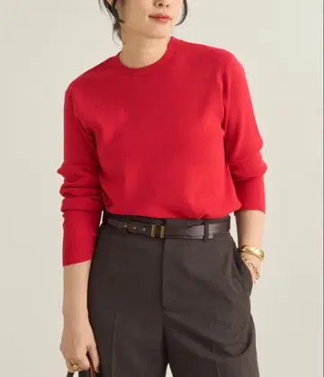 Plage 니트 롱 티 레드