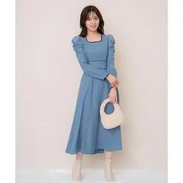 ( K09665 ) 미사용 하자품 윌 셀렉션 소매 개더 배색 원피스