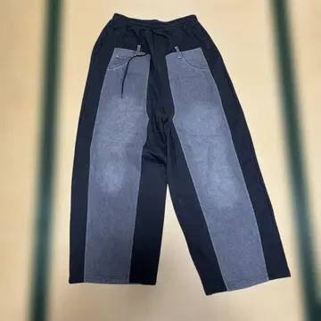 니코앤드 데님 패치워크 팬츠 L 택 없음 블랙