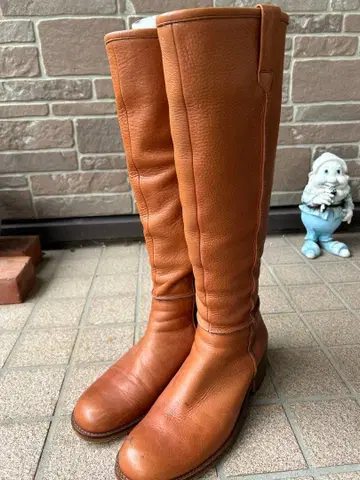 브라운 가죽 롱 부츠