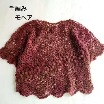 손뜨개질 핸드 니트 모헤어 코바늘 스웨터 레이어드 폼폼 입체 모티브 울