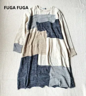 FUGA FUGA 배색 악센트 원피스 긴팔 울 코튼