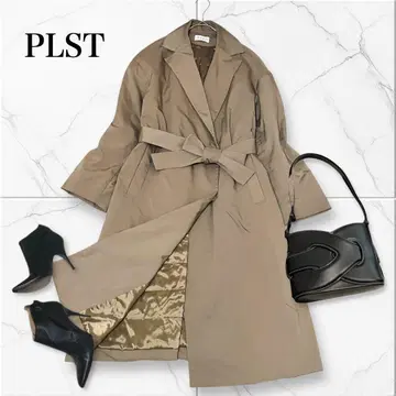 PLST 충전솜 테일러드 롱 코트 세탁 가능 벨트 심리스 오버