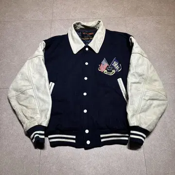 맥그리거 바시티 자켓 가죽 울 빈티지 90s