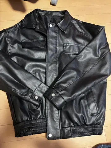 블랙 합성 피혁 캐주얼 자켓