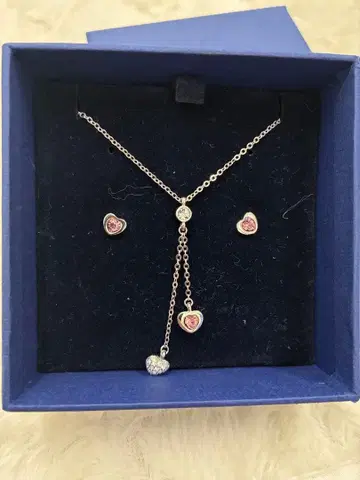 Swarovski 하트 모티브 목걸이 귀걸이