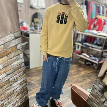 꽃 자수 베이지 트레이닝복 S 90s 구제 의류 아메카지