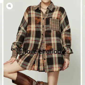 AuroraBoutique LLL LAB 오버 사이즈 체크 셔츠