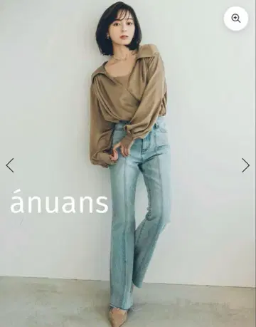 nuans 센터 심 세미 플레어 데님