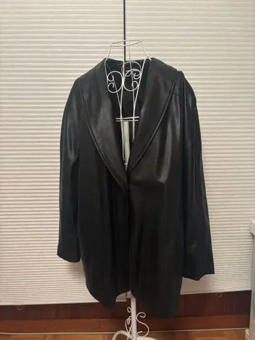 ASOS DESIGN 블랙 가죽 오버 사이즈 자켓