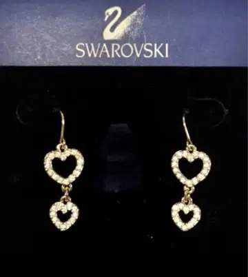 미사용 새상품 Swarovski 하트형 더블 펜던트 귀걸이