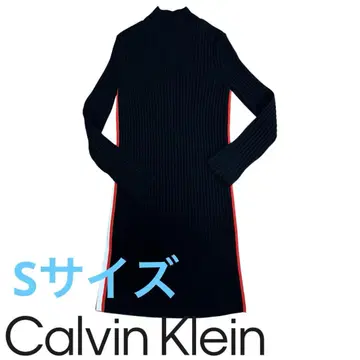 Calvin Klein 블랙 리브 니트 원피스