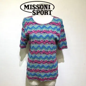 MISSONI SPORT 반팔 니트 소 지그재그 패턴 이탈리아제