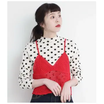 CHILD WOMAN 플라이 도트 프린트 하이넥 긴팔 풀오버