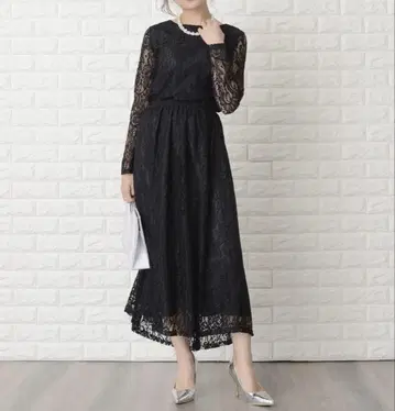 [ S 사이즈 ] Lace Ladies 블랙 롱 원피스 드레스