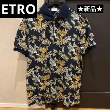 미사용 새상품 ETRO 꽃무늬 네이비 피케 셔츠