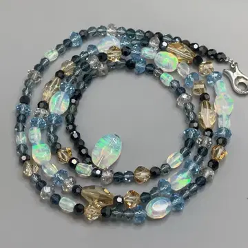 워터 오팔 오닉스 외 디자인 목걸이 7.0/SV925 각인 있음