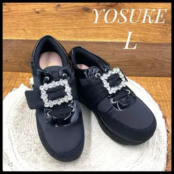 [ 미사용품 ] YOSUKE 요스케 통굽 비쥬 버클 스니커즈 약 24.5