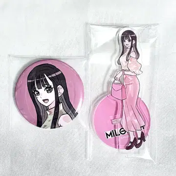 MILGRAM 유노 빌리지 뱅가드 캔뱃지 아크릴 스탠드 2세트