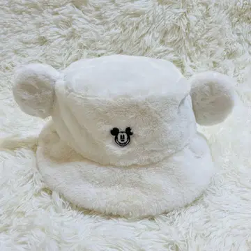 [ 컨디션 최상 ] 미키 버킷햇 복슬복슬 버킷햇 화이트