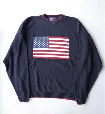 80년대 빈티지 USA제 LIBERTY 코튼 니트 스웨터 성조기