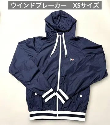 네이비 후드 부착 나일론 자켓 윈드 브레이커 얇은 소재 가벼운