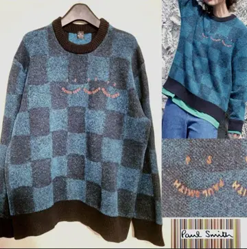 Paul Smith Happy 시리즈 체크 무늬 긴팔 니트 스웨터