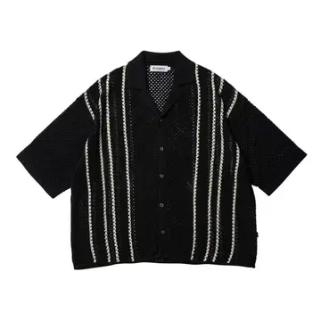 EVISEN 스트라이프 크로셰 셔츠 블랙 M 사이즈