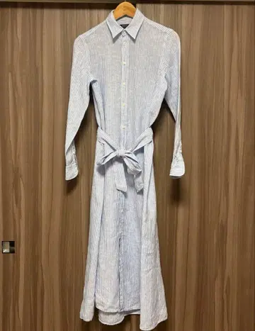 랄프 로렌 린넨 셔츠 원피스 스트라이프