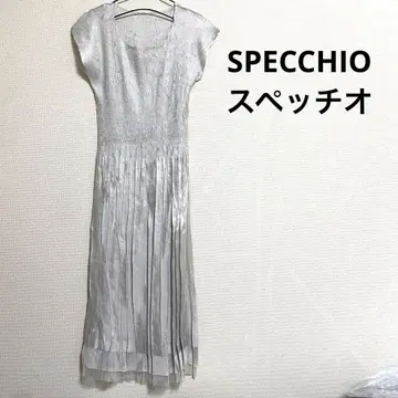 SPECCIO 스페치오 플리츠 롱 드레스 실버 절개 원피스