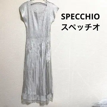 SPECCIO 스페치오 플리츠 롱 드레스 실버 절개 원피스