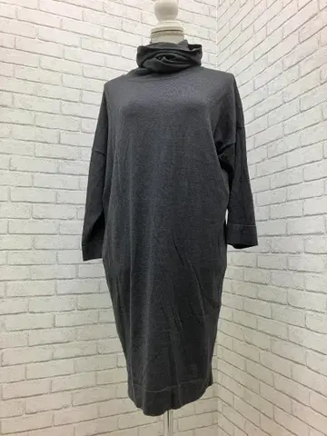 (K09669) 고급 다마 컬렉션 하이넥 울 원피스 L