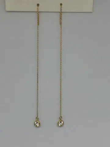 K14 체인 귀걸이 스톤 포함 양쪽용 귀걸이